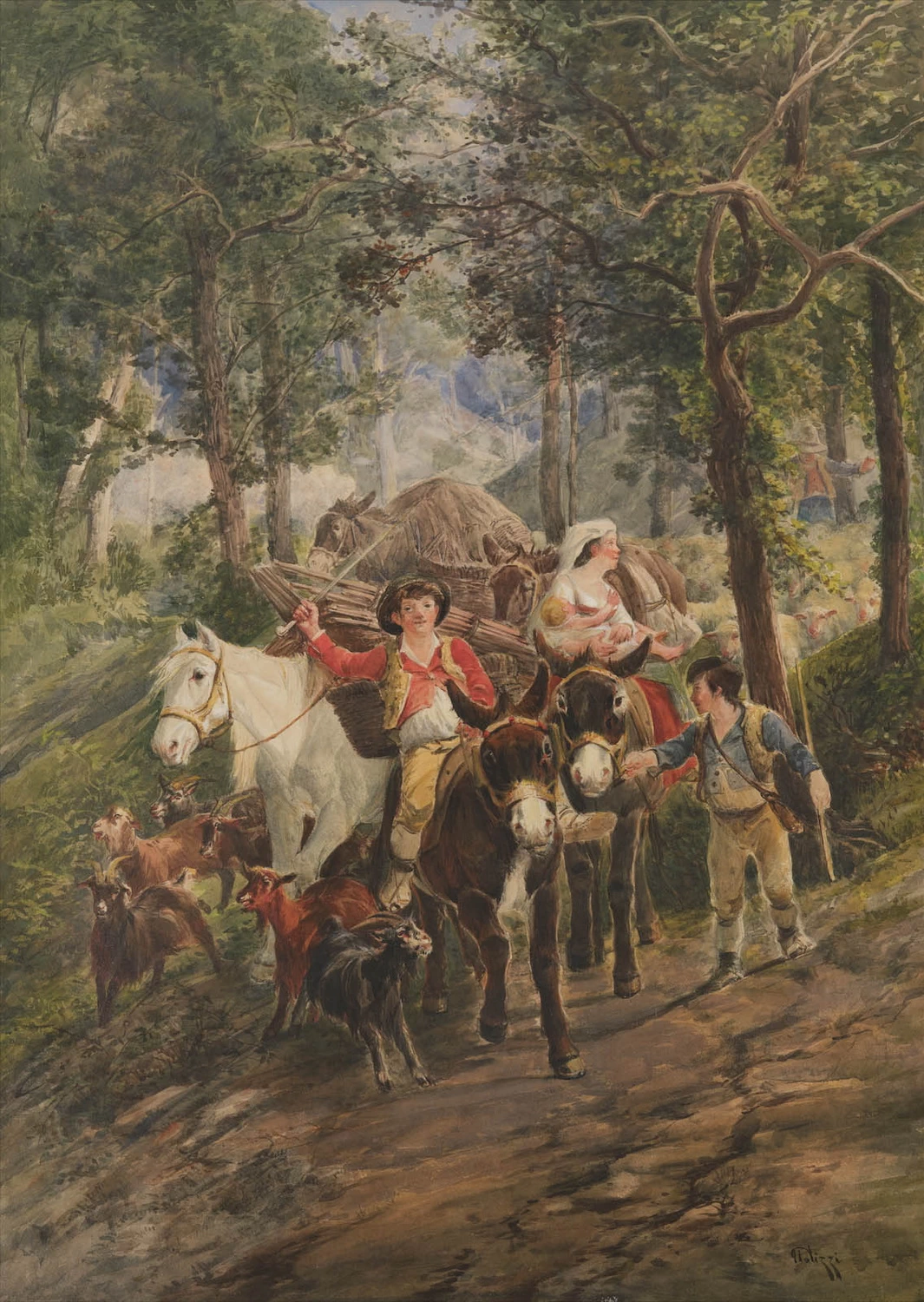 Pastori e gregge nella foresta